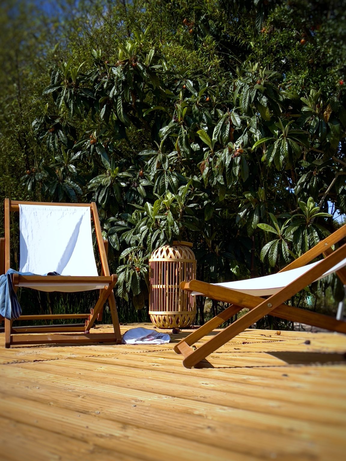 Sun loungers on the wooden deck at Private Monte Alter